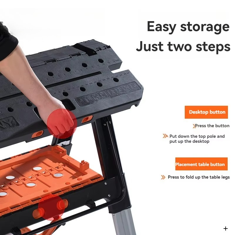 Workbench Portable Fold - ポータブル折りたたみ式作業台、木工用ワークベンチ付き - 12インチクランプ、ガレージ、工場、家庭用