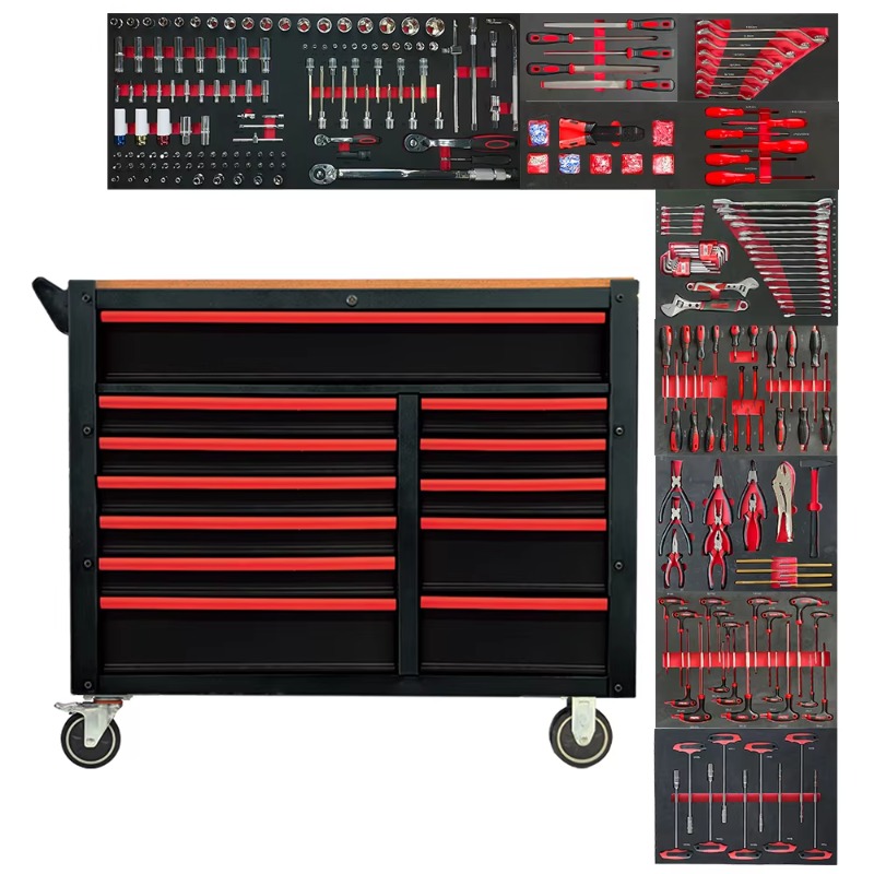 Tools Trolley For Workshop - 12段引き出し471点ツールキット、自動車整備工場用スチールキャビネット、工業用ローリングボックスツールトロリー（Caja De Herramientas付き）