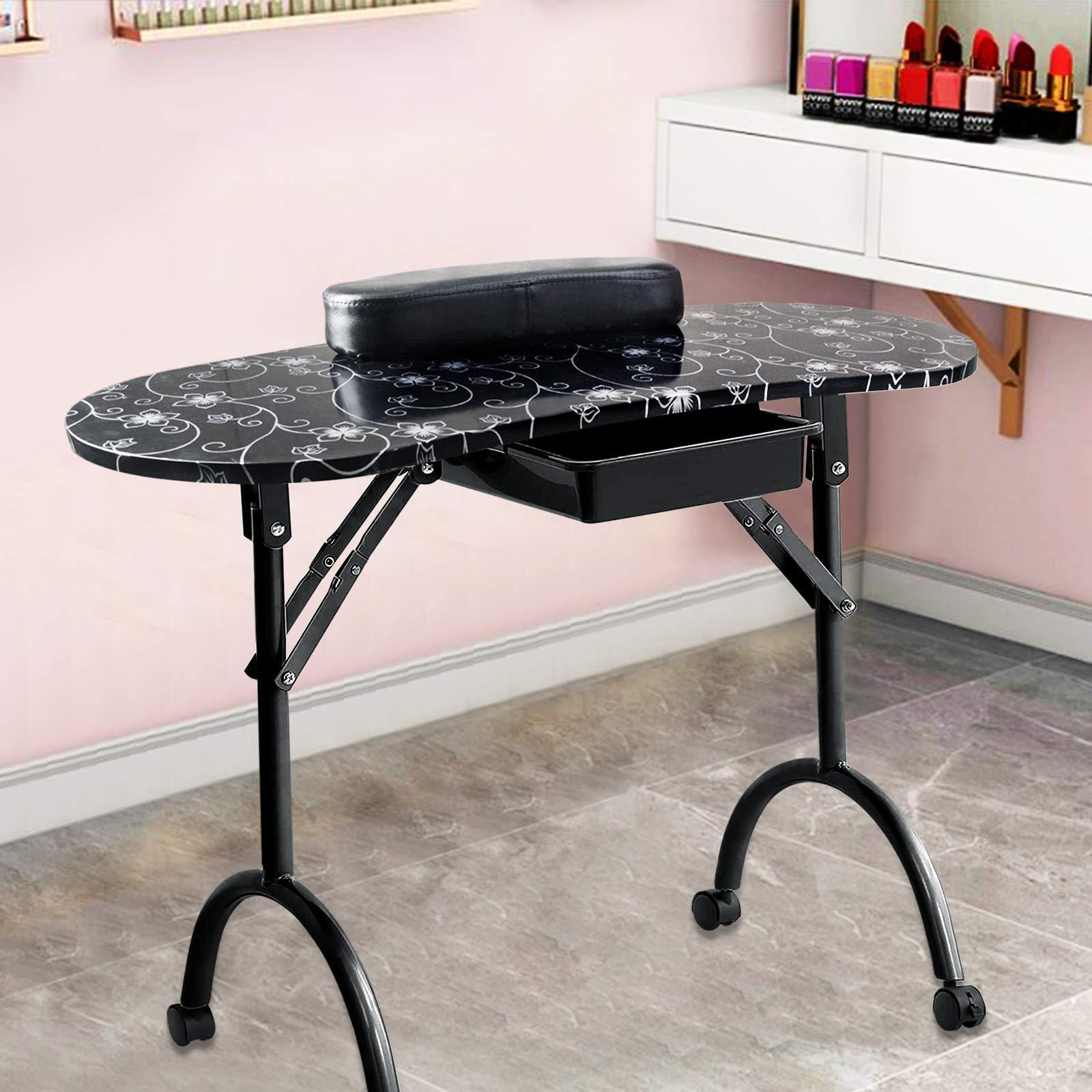 Workbench Portable Fold - パターンマニキュアテーブル モダンシンプルマニキュアワークベンチ 美容院 ポータブル多機能折りたたみテーブル 工場直販