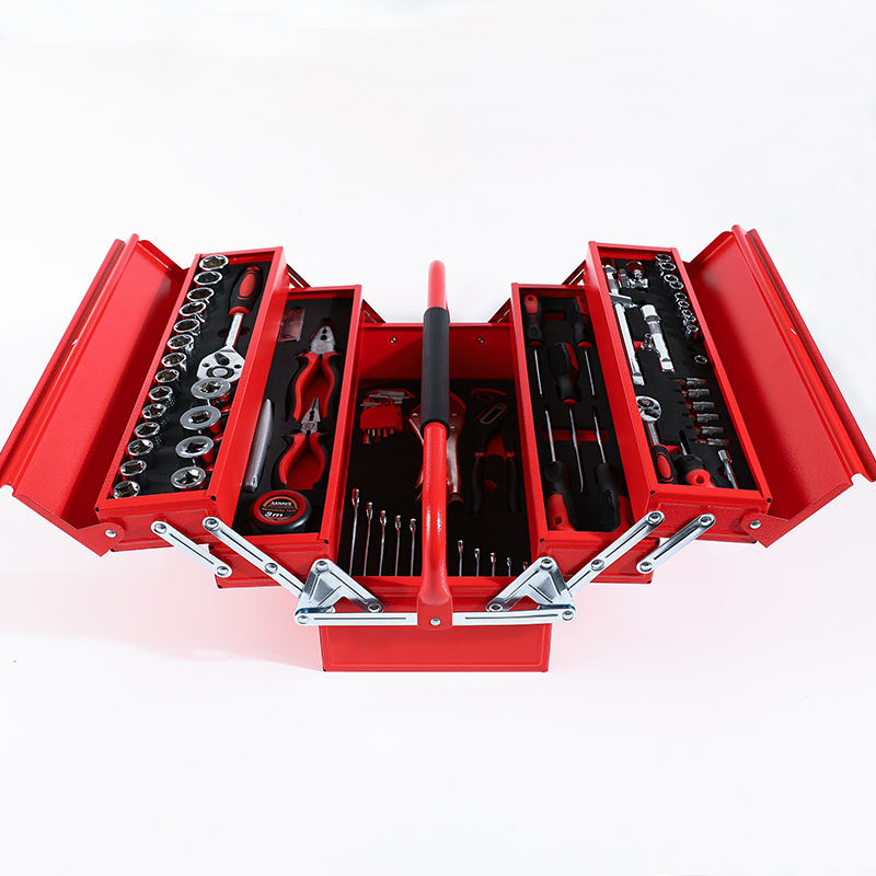 Tools Box For Workshop - 18インチ ポータブル ダブルハンドルツールボックス 5段トレー 90個 CR-Vツールセット