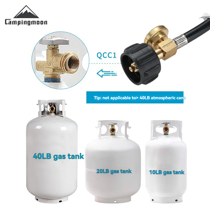 Tools Qcc - CAMPINGMOON PZ-106 QCC-プロパン延長チューブ 5-40BL ガスタンク（圧力計付き） ガスチューブ-1ポンドコネクター変換
