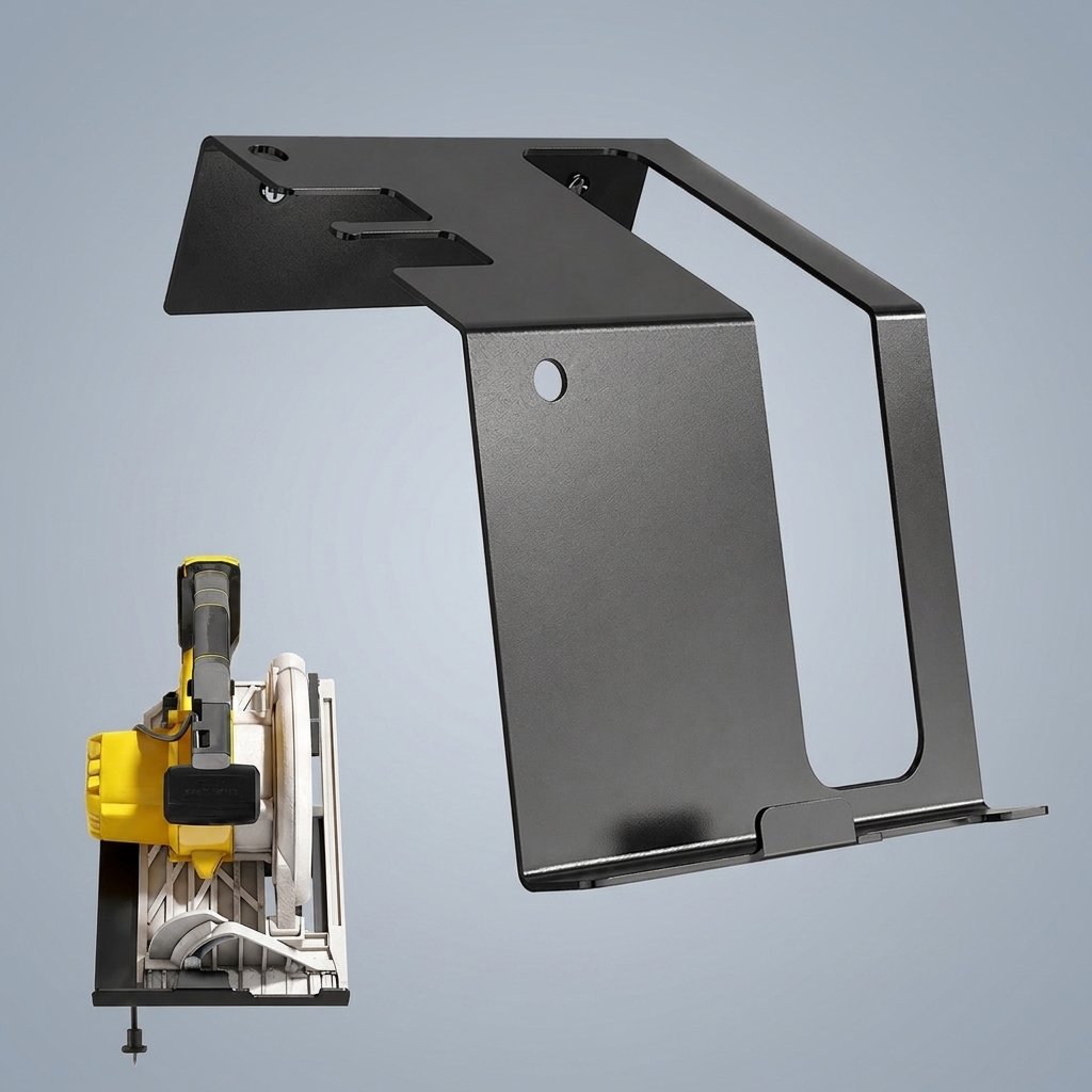 Workshop Tools On Wall - 頑丈な丸鋸ホルダー、調整可能な工具収納ブラケット、ワークショップ・ガレージ用オーガナイザー、炭素鋼製壁掛けラック