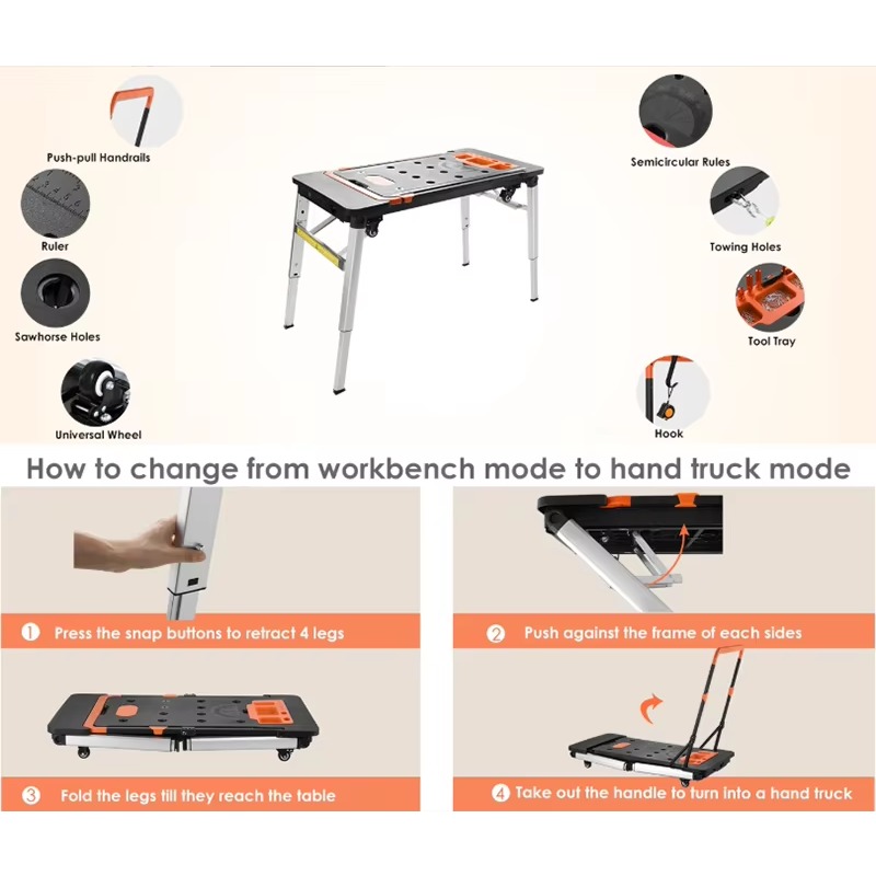 7-in-1多機能折りたたみ式ユーティリティカート、DIYや - Workbench Portable Fold のレビューと価格