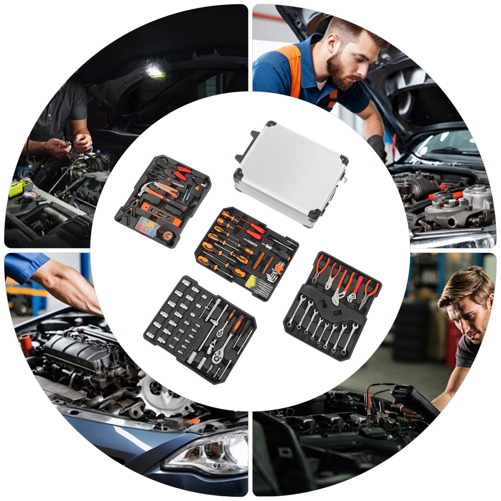 187個入り炭素鋼製自動車修理工具キット、クロムメッキ仕上げ - Hand Tools Maintenance Workshop のレビューと価格