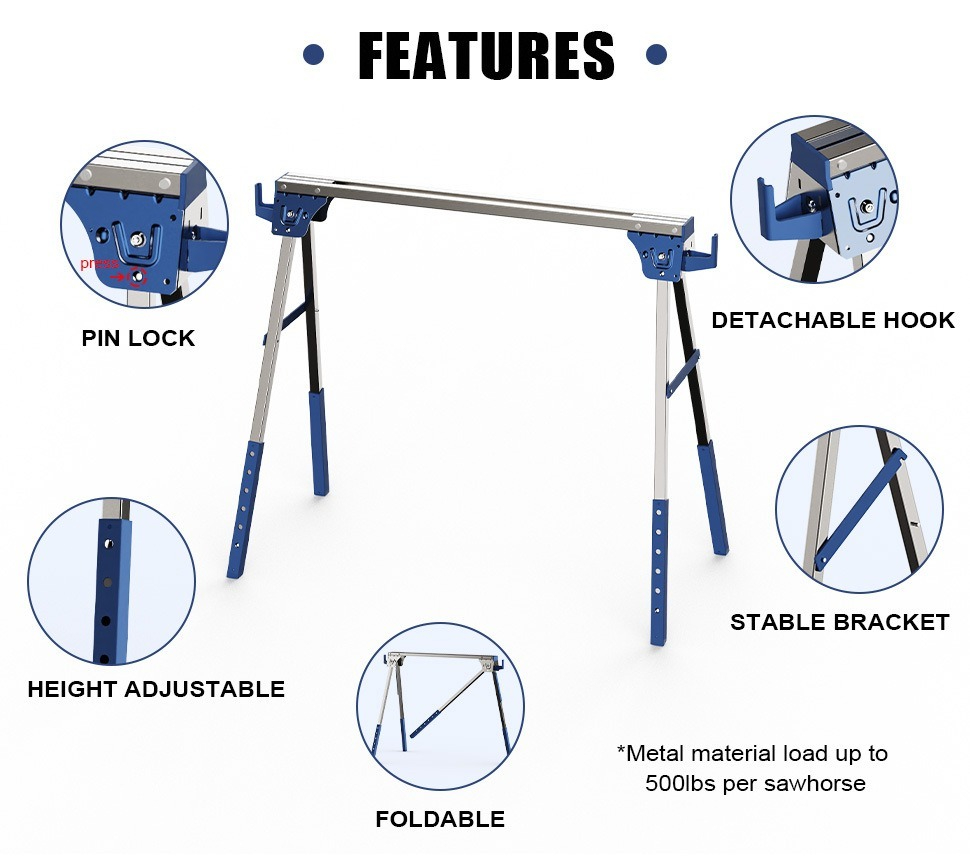金属製の鋸台/鋸台スタンド、頑丈な鉄製ポータブル作業台NH- - Workbench Portable Fold のレビューと価格