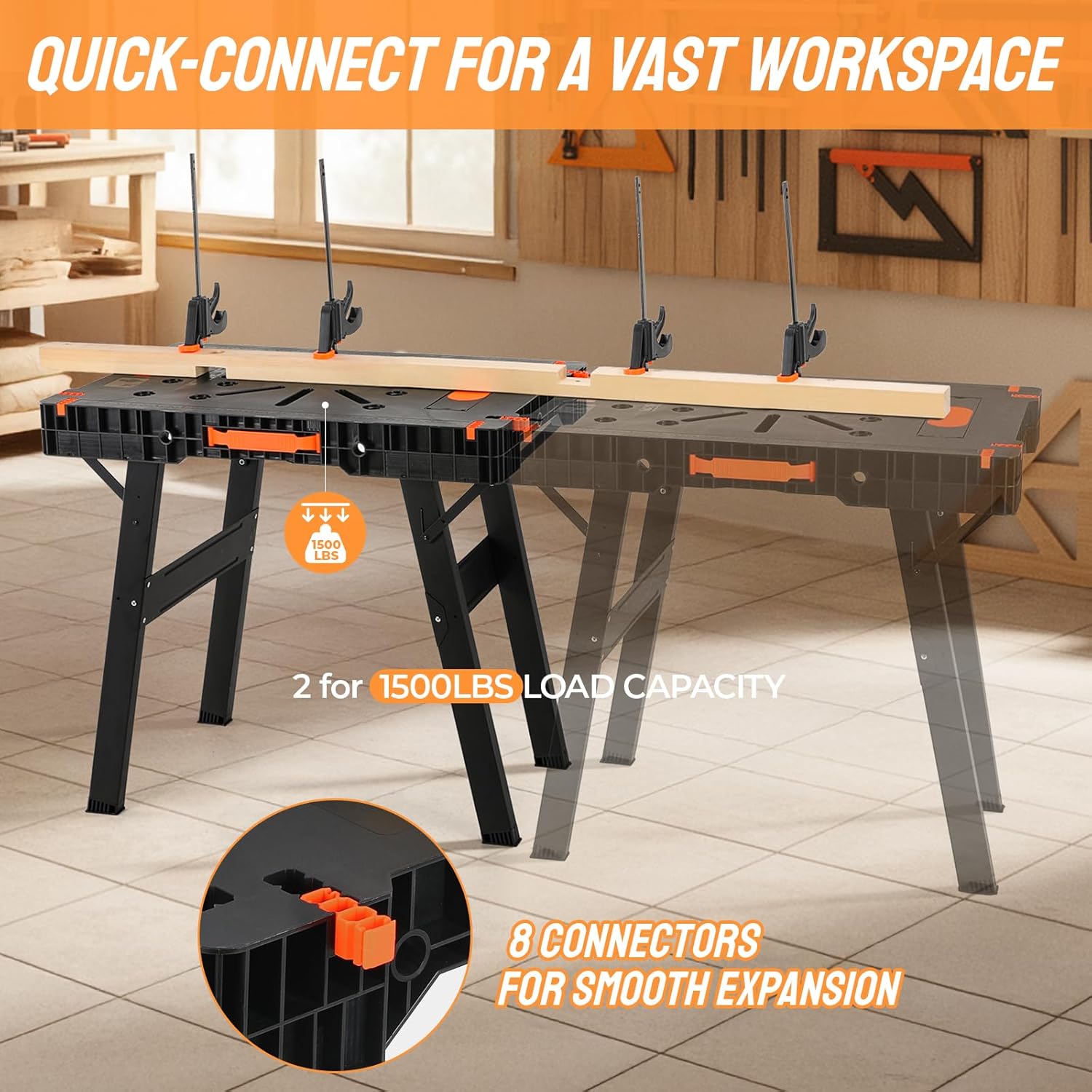 折りたたみ式ワークベンチ（クランプ＆電源タップ付き）- ポー - Workbench Portable Fold のレビューと価格