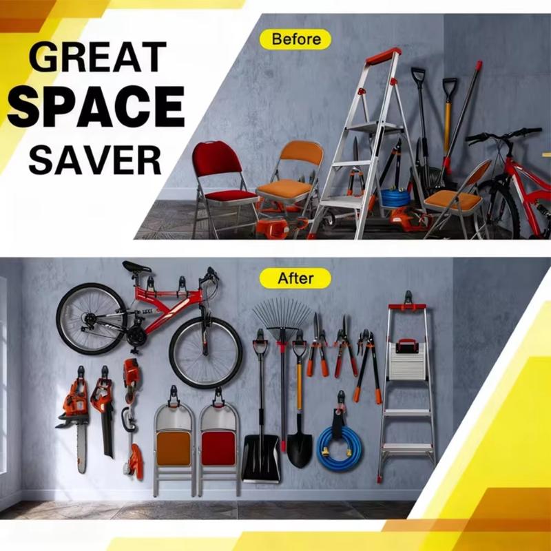 頑丈な壁掛け鉄製フックガレージオーガナイザー自転車はしごハン - Workshop Tools Hanger のレビューと価格