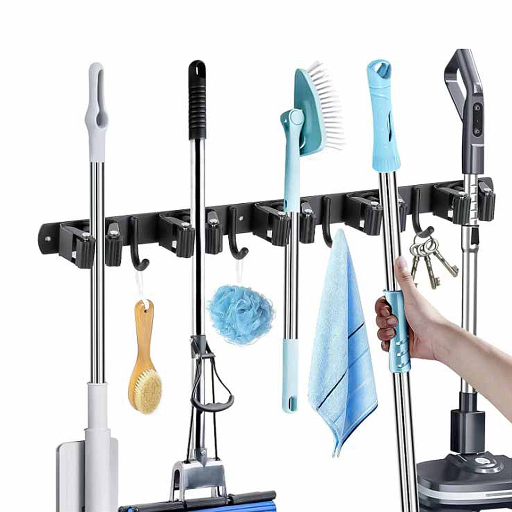 ステンレス製モップ＆ほうきホルダー壁掛け多機能収納ラック、浴 - Workshop Tools On Wall のレビューと価格