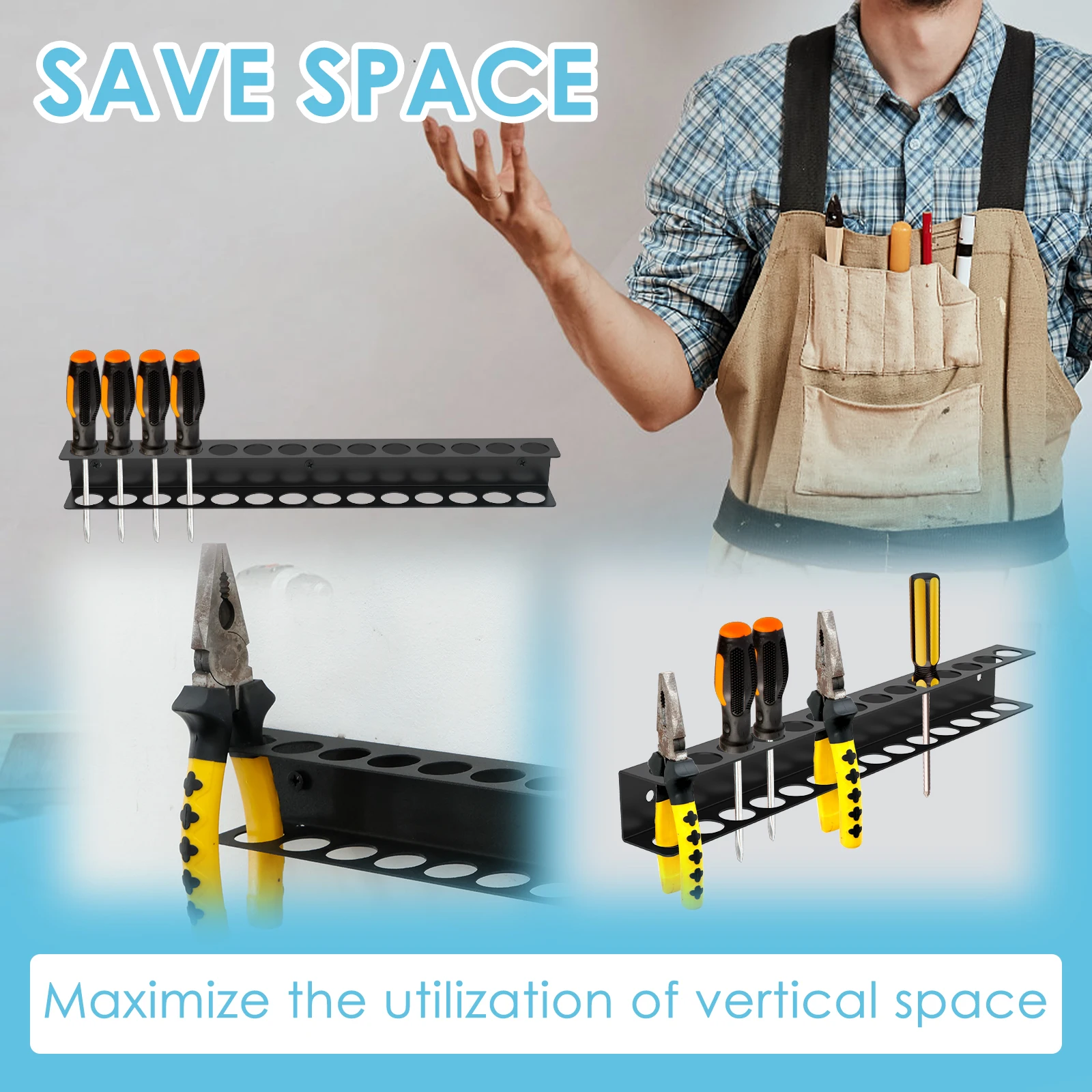 スチール製壁掛けドライバーレンチホルダー、ドライバー収納ラッ - Workshop Tools Hanger のレビューと価格