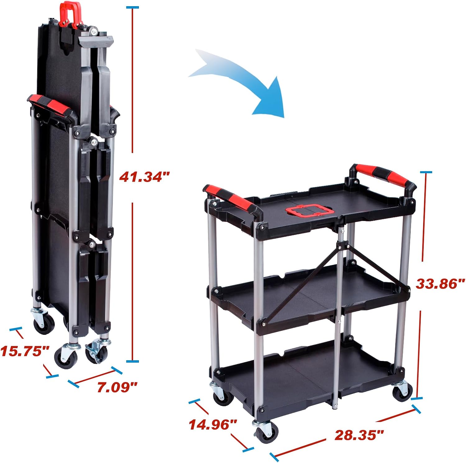 3段折りたたみ式ローリングユーティリティサービスカート 33 - Tools Trolley For Workshop のレビューと価格