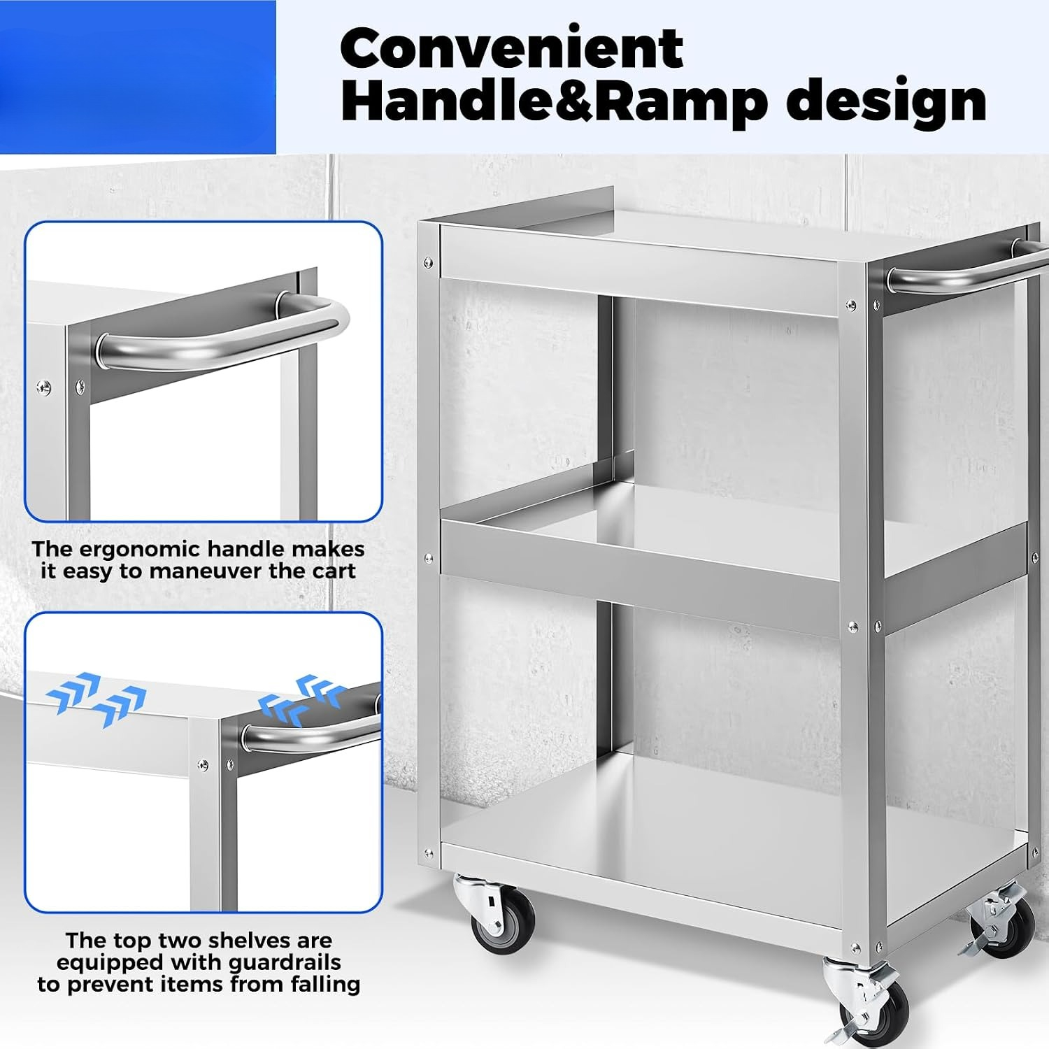 3段ステンレス製ローリングユーティリティカート 24インチ  - Tools Trolley For Workshop のレビューと価格